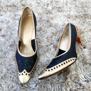 Joseph Larose 1960s Vintage Gold and Black Pump‎ Heels Size 7